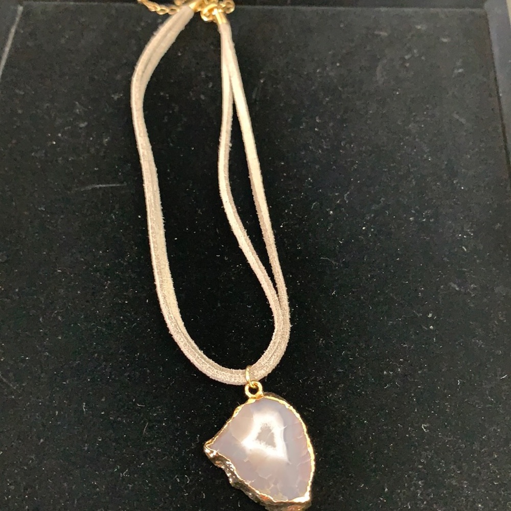 Geode pendent with leather necklace